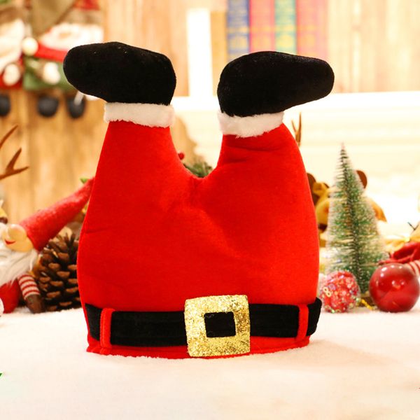 

creative christmas hat santa funny pants leg cap red non-woven cloth hat christmas for santa claus costume xmas decor gift