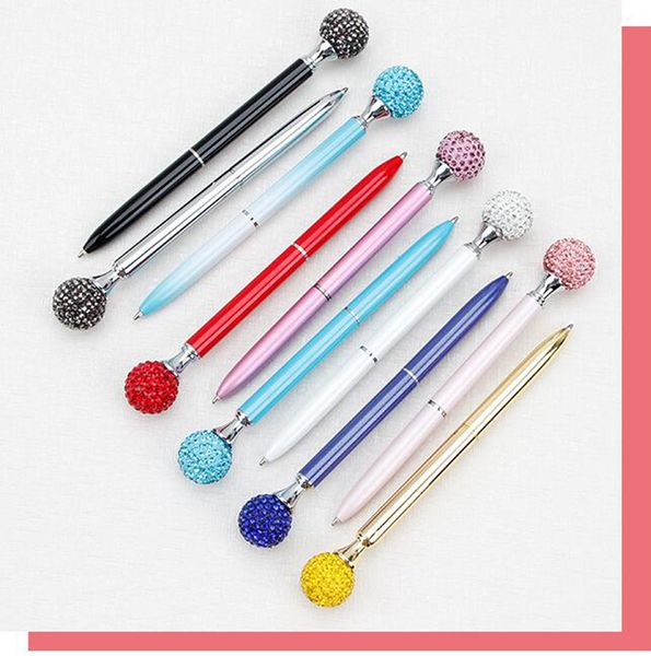 

crystal pen big diamond ballpoint pen gem wedding office supplies gift metal luxury crystal element roller ball pen rose gold yysy427, Blue;orange