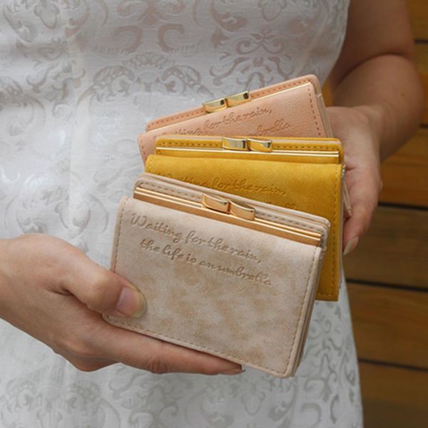 

fashion women solid color short wallet multi slots faux leather clutch purse, Red;black