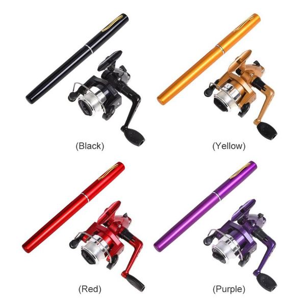 

portable mini fishing rod pen set pocket pen shaped pesca fishing rod with spinning reel river ice fishing tackle
