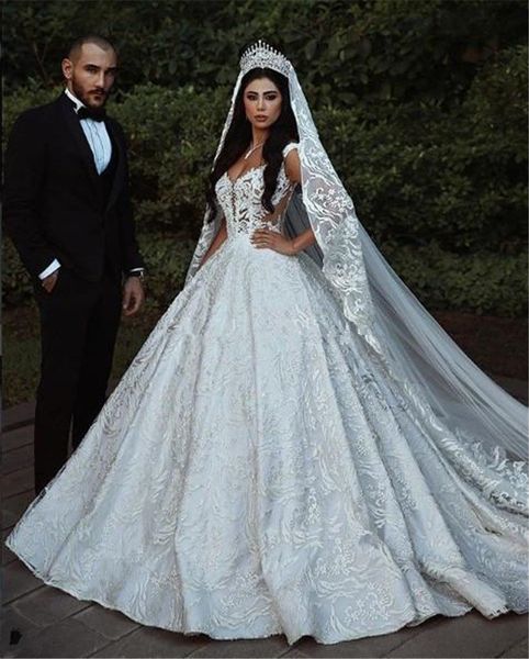 

урожай белый / слоновая кость спагетти с открытой спиной бальное платье свадебное платье роскошный саудовский арабский дубай кружева апплика, White