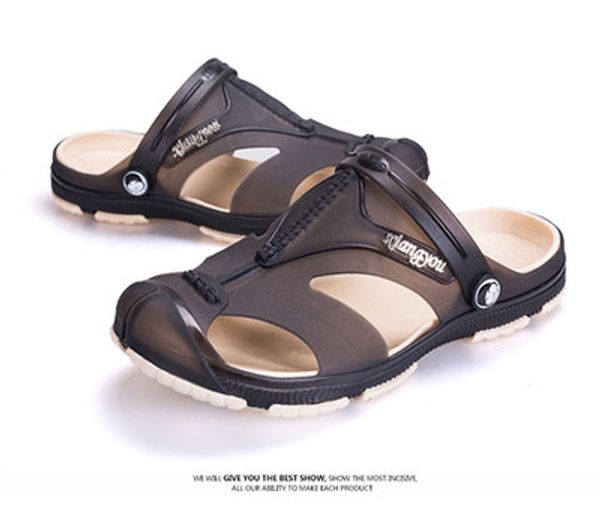 

dcos 2018 new flops summer fashion sandals men's rubber soft shoes home outdoor sports beach men's slippers massage men footwe, Black