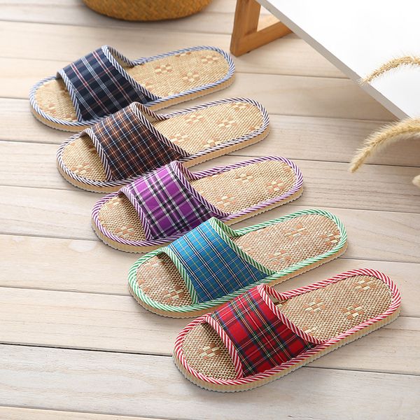 

summer slippers women men casual canvas linen slides multi-style non-slip eva home slippers indoor shoes female sandals, Black