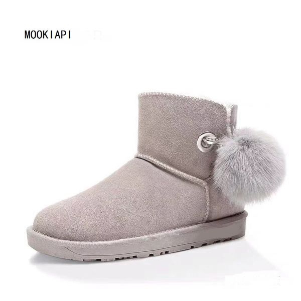 

china's latest high-quality snow boots in 2019, real cowhide, artificial wool, new short-barreled women's shoes, 8 colors, Black