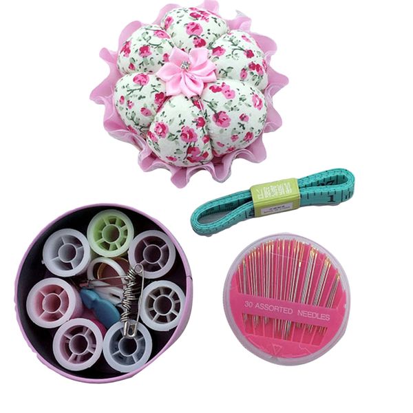 

diy sewing kit quilting needlework craft pumpkin mini sewing box kit set needle pin cushion with storage case, Black