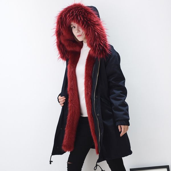 

2020 autumn winter jacket women faux fur liner detachable warm coat female long outwear manteau femme hiver wyq834, Black