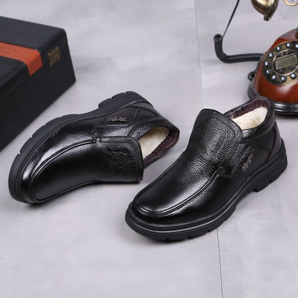 

excargo genuine leather snow boots men high wool fur winter shoes men 2019 black leather causal shoes for ankle boots