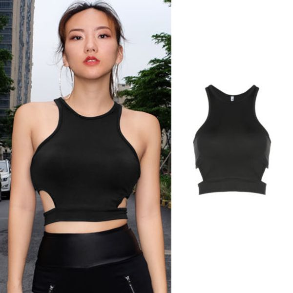 

lady running vest yoga women sport seamless racerback bra yoga padded stretch workout tank black, Black;red