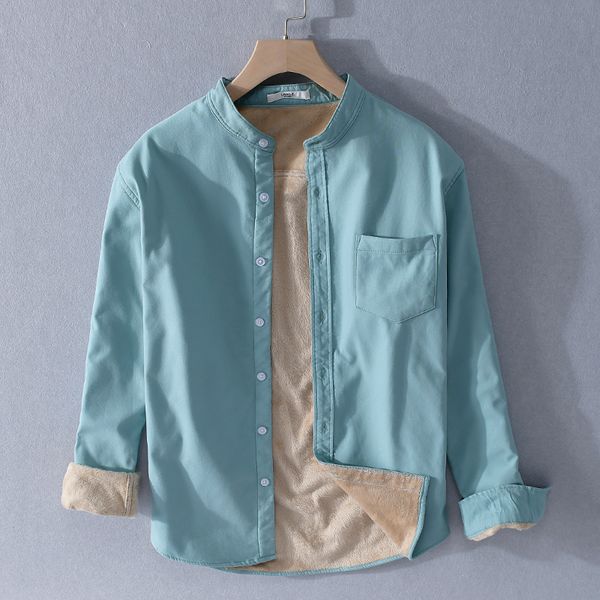 

men's casual shirts italy warm brand men cotton with velvet shirt for long sleeve autumn and winter thick mens blue, White;black