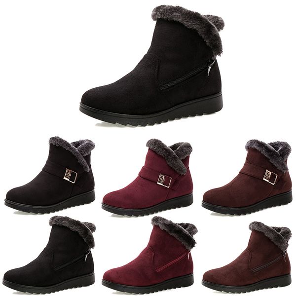 

дешевые небрендовые зимние женские ботинки снега тройной черный красный коричневый замша ботильоны мать обувь согреться 35-40 стиль 13, Black