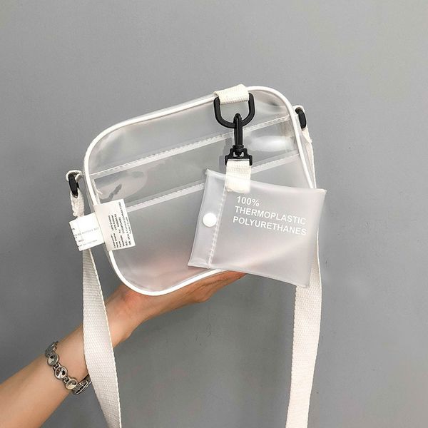 

2020 new korean version of transparent frosted beach bag small square bag japanese simple literary shoulder messenger small