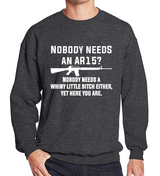 

sweatshirt 2019 winter spring fleece men's sportswear nobody needs an ar15 hoodies sweatshirts men casual o-neck hoody, Black