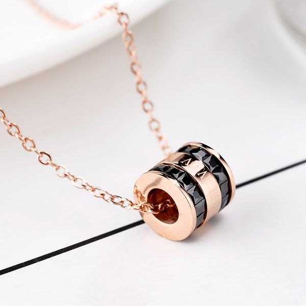 

fashion jewelry, necklace, rose gold necklace, roman numeral titanium steel necklace, don't fade, not allergic, Silver