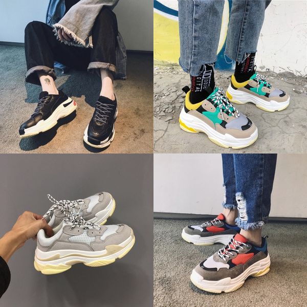 

2019 spring autumn fashion men vintage shoes suede leather platform shoes men sneakers white trainers femme tenis masculino, Black