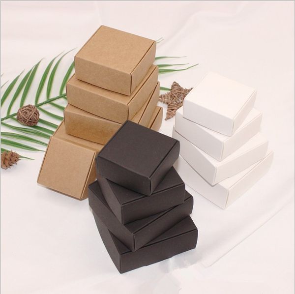 

50pcs 7.5x7.5x3cm black carton kraft paper box presents wedding gift for guest candy box soap packaging supplies
