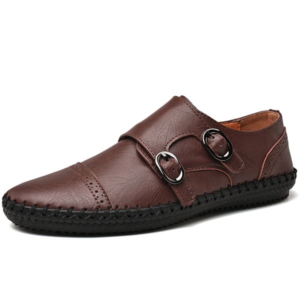 

genuine leather men flat casual shoes comfortable luxury man walking sneakers brown coffee big size male fashion shoes, Black