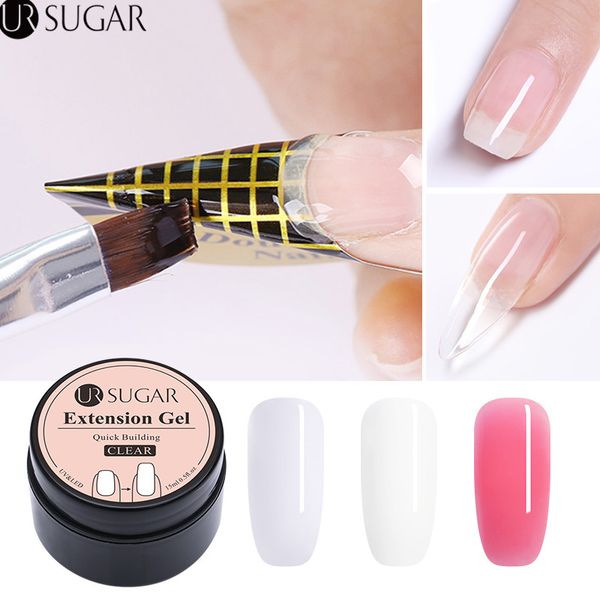 

ur sugar 15ml quick extension poly uv gel clear white pink builder nail gel polish for nail extensions forms acrylic tips, Red;pink