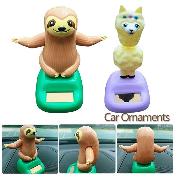 

solar toy powered car decoration sheep sloth car accessories cartoon head shaking doll innovative decoration gift for kids