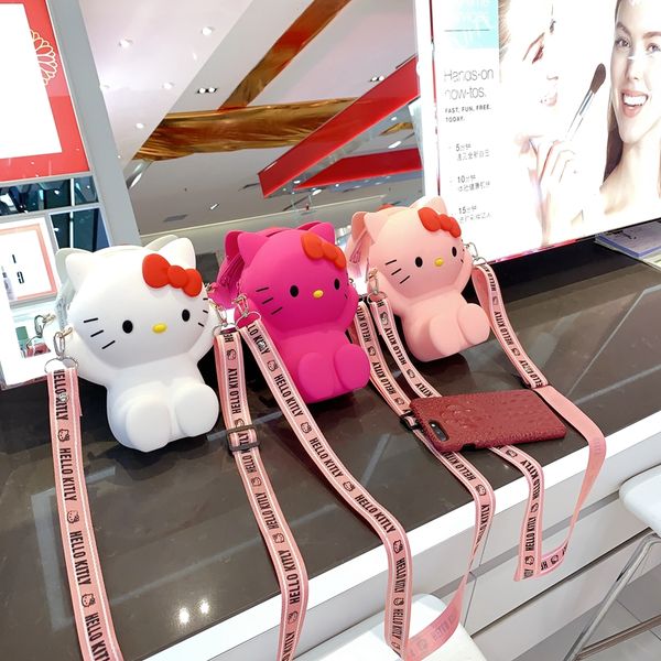 

cartoon cat women's bags fashion new handbag soft silicone large capacity kawaii bucket bag shoulder messenger bags