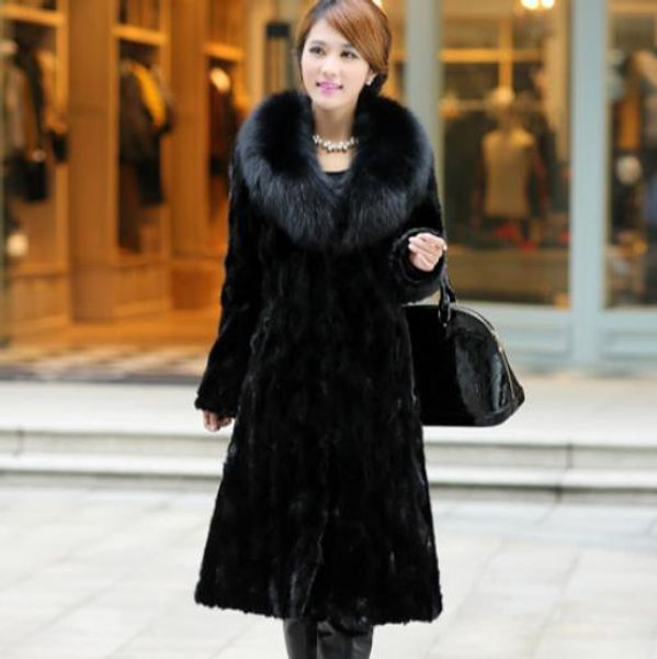 

mink 2019 winter women's faux fur coat artificial fur overcoat furry jacket femme plus size mink fake outwear z195, Black