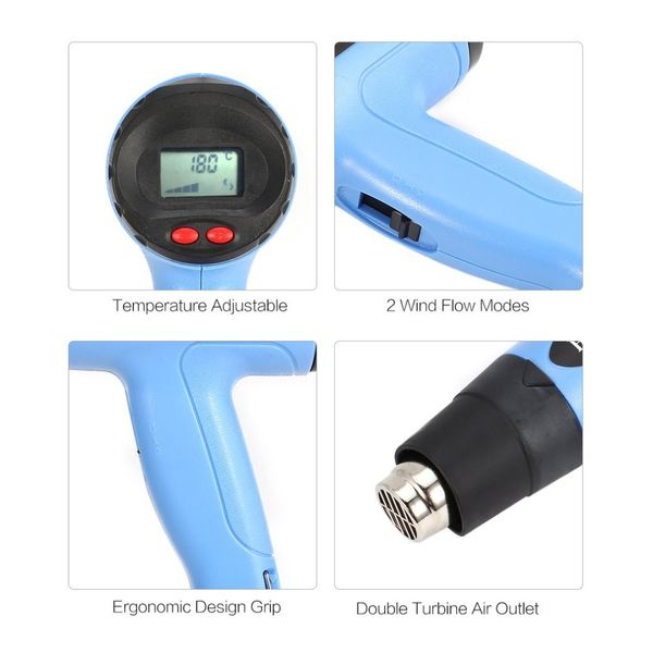 

8861 1800w lcd display industrial electric air gun thermoregulator heat guns shrink wrapping thermal power tool