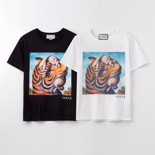 

womens mens 2020 new designer t shirt with brand letter tiger print designer tees short sleeve casual t-shirt s-2xl, White;black