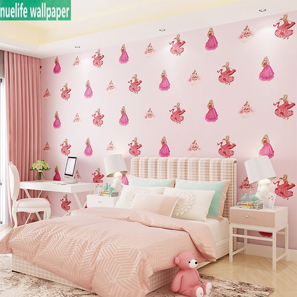 

environmentally friendly non-woven wallpaper kids wallpaper dancing girl room princess room cute cartoon pink bedroom