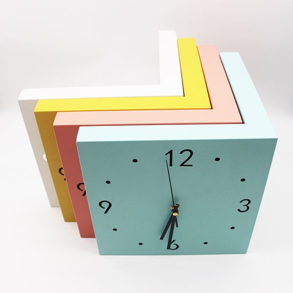 

double-sided modern wall clock white design silent large corner living room clock reloj klok home decoration dd55wc