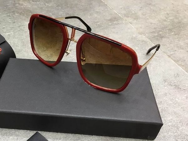 

2019 new sell frank metal black red frame square sunglasses summer men women sunglasses, White;black