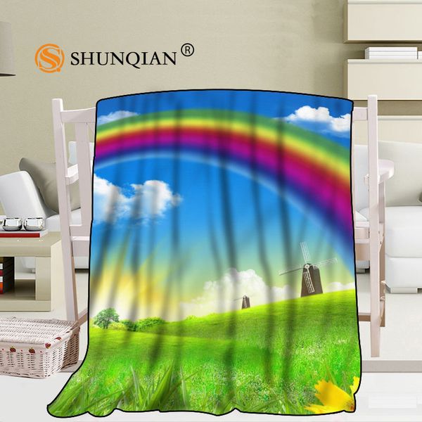 

custom rainbow pattern blanket blending fabric 56x80inch 50x60inch 40x50inch sofa bed throw blanket kid warm