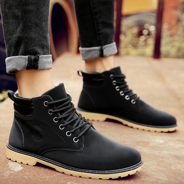 

fashion black men's high-boots british-style tooling casual sports walking shoes