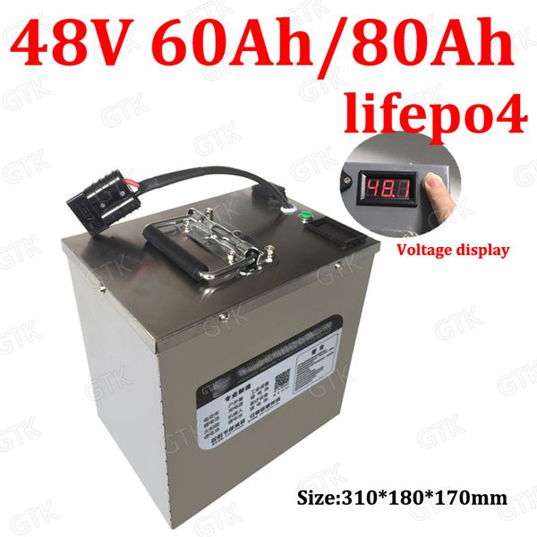 

48V 60Ah Lifepo4 48v 80Ah BMS lifepo4 батареи для 3000w Скутер велосипед гольф корзину солнечной RV хранения энергии + 10A зарядное устройство