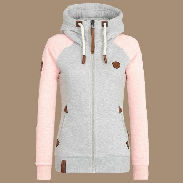 

turtleneck zipper 5xl plus size color block hoodie poleron mujer 2019 lace up zip up contrast color drawstring hoodie women bts, Black