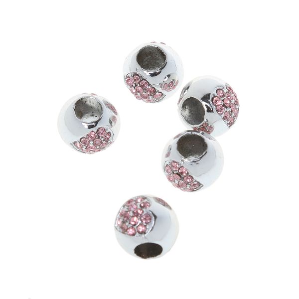 

5pcs big hole pink european bead fit charm chains breast cancer awareness, Black