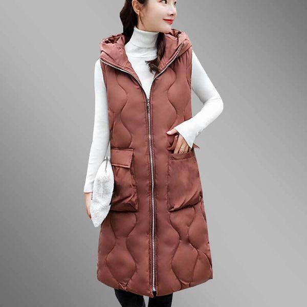 

herfst vrouwen lange down katoenen jas vest hooded lunchpauze mode katoenen vest jas wz770, Black;white