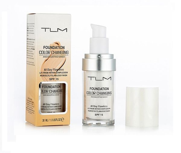

factory price tlm flawless color changing liquid foundation 30ml long-wear makeup change to your skin tone by blending