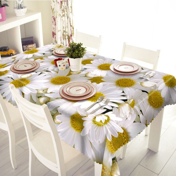 

3d tablecloth merry christmas sunshine sunflower pattern waterproof cloth thicken rectangular and round wedding table cloth