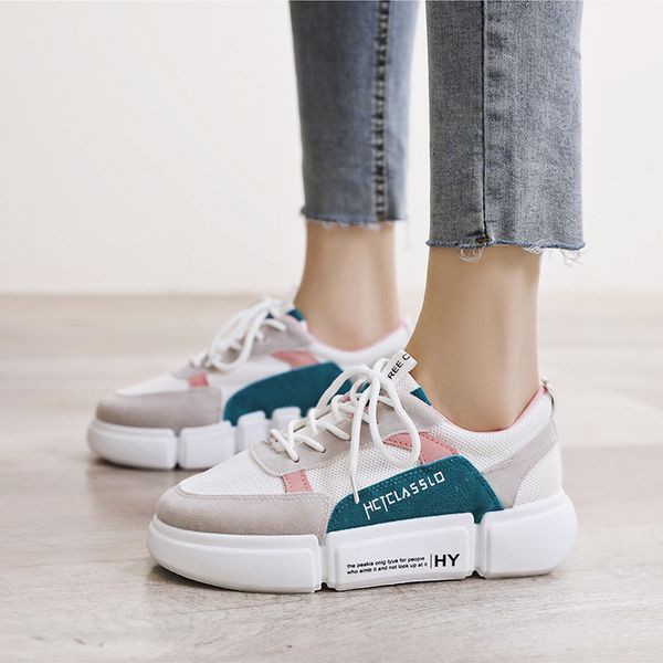 

2019 spring women thick bottom sneakers female lace up dad shoes outdoor height increasing running shoes