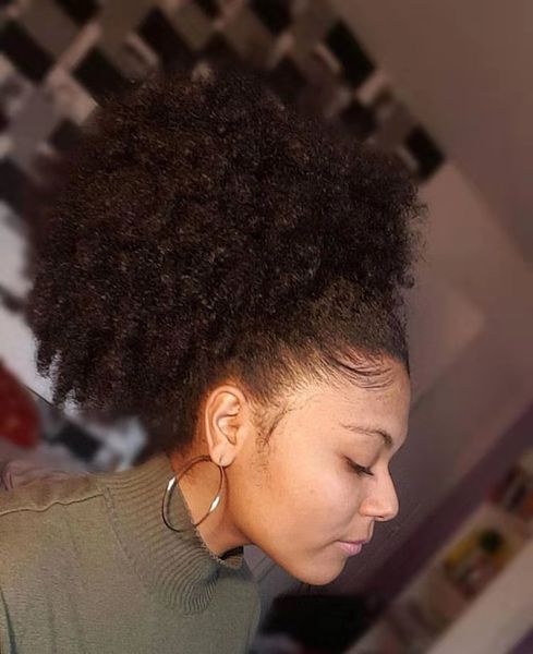 

120g afro drawstring ponytail puffs kinky curly ponytail human clip in hair extensions for african americans natural hair curly ponytail, Black
