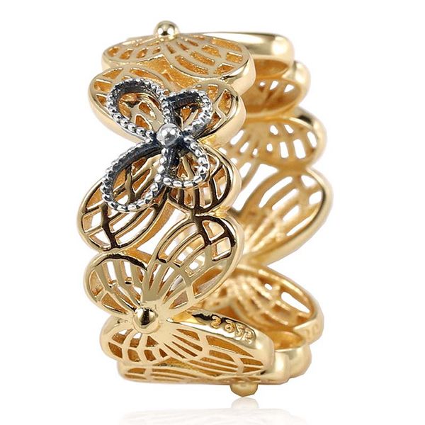 

new 925 sterling silver ring shine openwork butterflies with crystal rings for women wedding party gift fine europe jewelry, Golden;silver