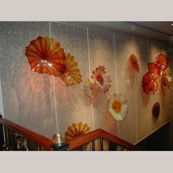 

100% handmade blown murano glass wall plates customized modern art wall decor glass for living room