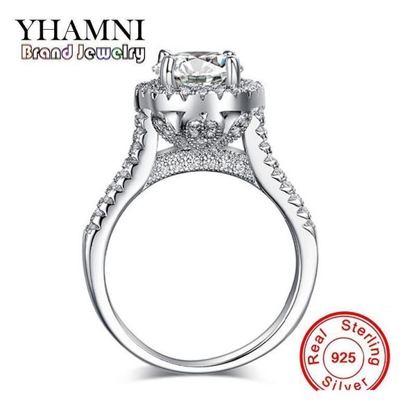 

yhamni fashion original solid 925 sterling silver luxury diamond wedding rings women wedding engagement jewelry jz090, Slivery;golden