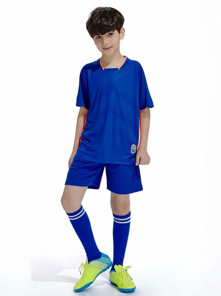 

men blank double-sided football team uniforms kits sports clothes tracksuits personality customized football sets with shorts b10-28, Blue;black