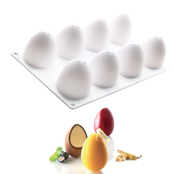 

8 holes 3d egg shape silicone cake mousse mold tools french dessert fondant kitchen bakeware silicone cupcake form mould muffin baking tools