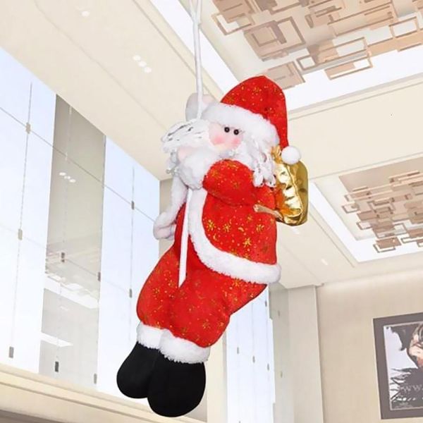 

1pc christmas cloth doll pendant xmas santa claus climbing on rope ladder christmas trees hanging home party decoration y191104