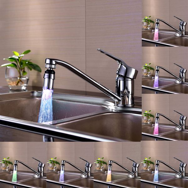 

kitchen sink 7color change water glow water stream shower led faucet taps light home accessories for kitchen faucet sprayer