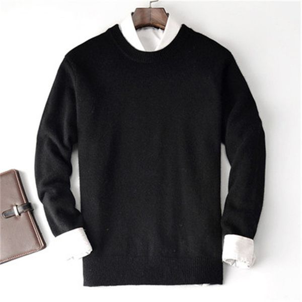 

large size pure goat cashmere thick knit men smart casual oneck loose pullover sweater solid color s-3xl retail wholesale, White;black