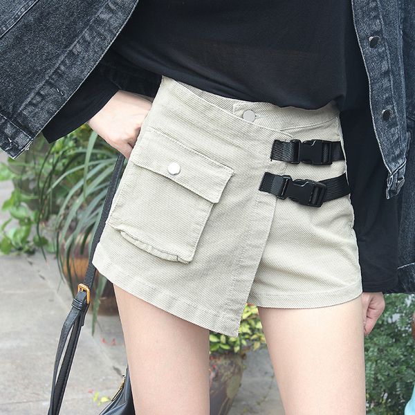 

women's shorts 2019 new korean street fashion solid color zipper pockets summer cotton personality women high waist shorts, White;black