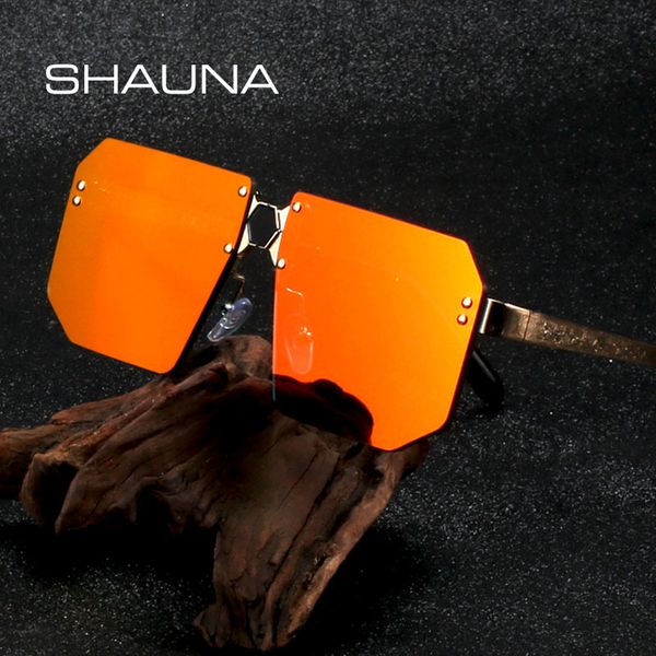 

shauna fashion square sunglasses women brand designer rimless red mirror coating sun glasses men uv400, White;black