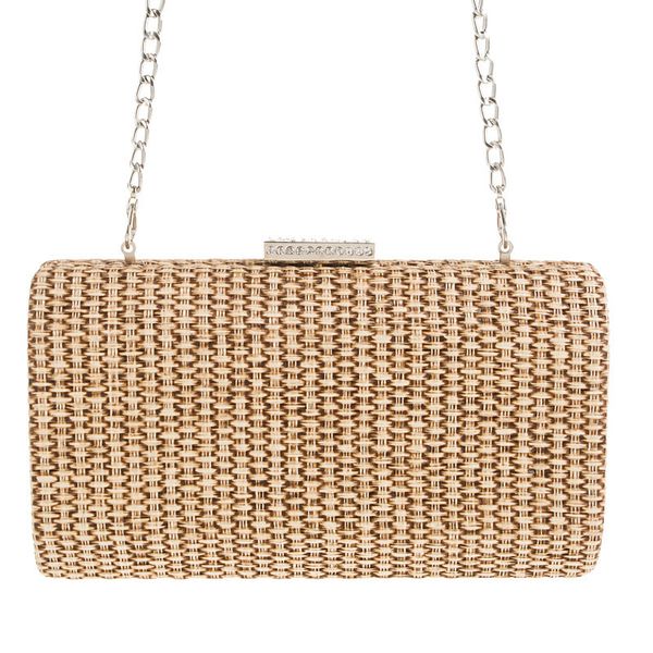 

designer-women handmade evening clutch bags weave banquet bags with chain dinner shoulder drop shipping mn